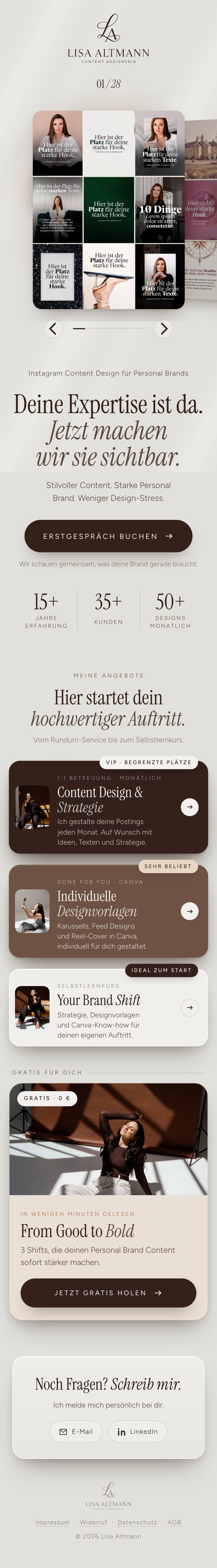 Link-Seite von Lisa Altmann, ganze Seite